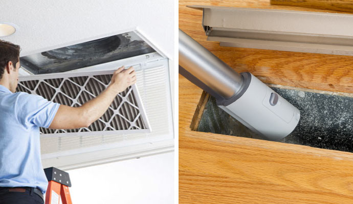 Collage of duct cleaning services