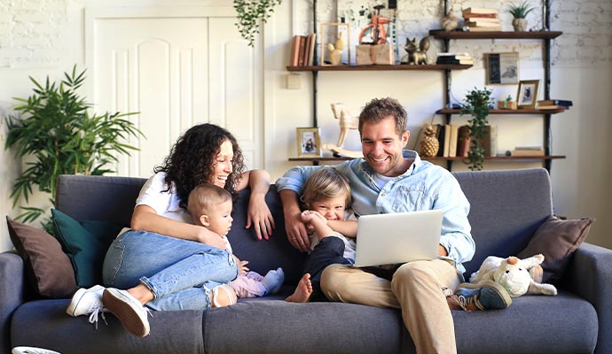 happy family relaxing at home healthy indoor air quality services