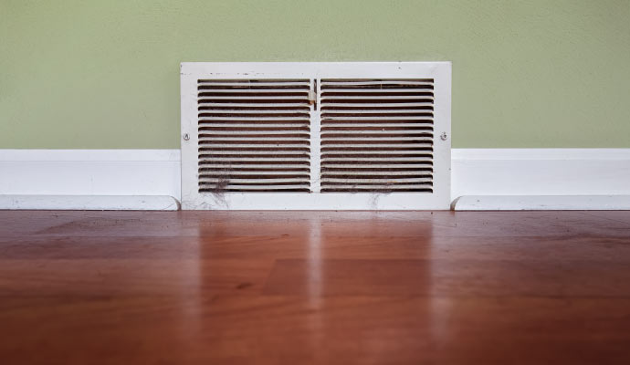 Close-up of a dusty air vent