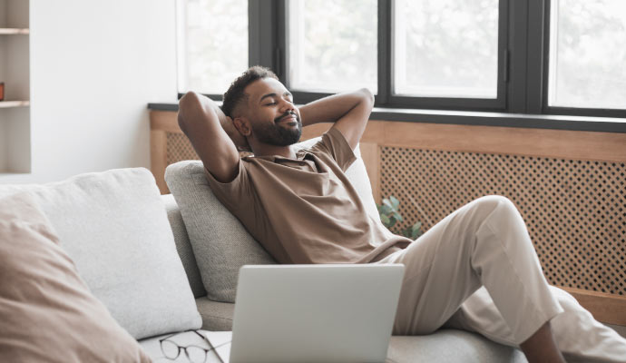 Person sitting in a room filled with fresh air